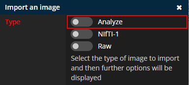 Import image panel with options