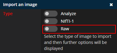 Import image panel with options